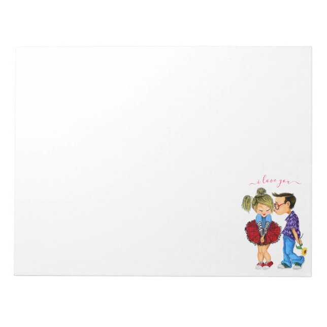 Notepad mit Couple Liebe - Kiss - I Liebe You Notizblock (Vorderseite)