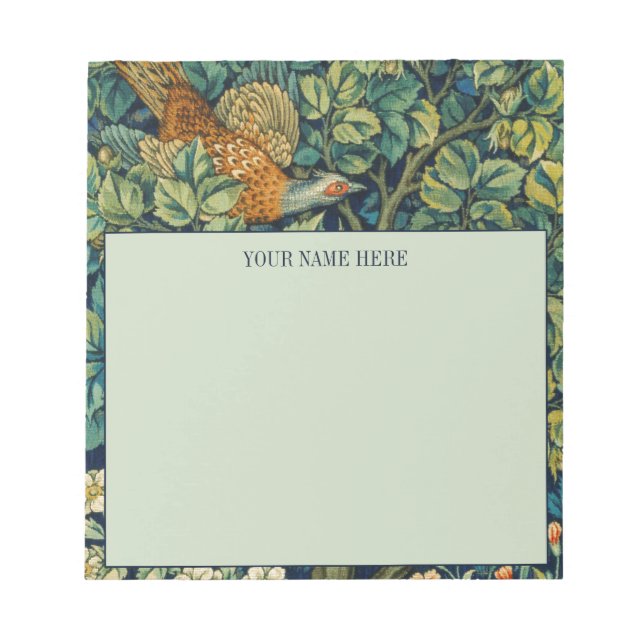 NOTEPAD MIT WILLIAM MORRIS "PHEASANT" DESIGN NOTIZBLOCK (Vorderseite)