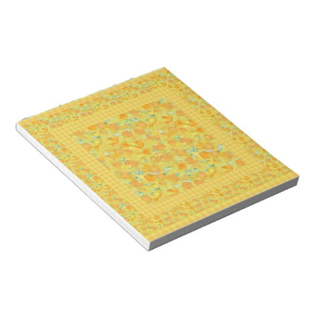 Notepad oder Jotter, Golden Daffodis, Karo Gingham Notizblock (angewinkelt)