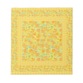 Notepad oder Jotter, Golden Daffodis, Karo Gingham Notizblock