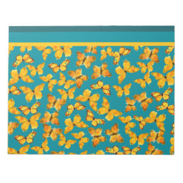 Notepad oder Jotter, Goldene Schmetterlinge auf Aq Notizblock