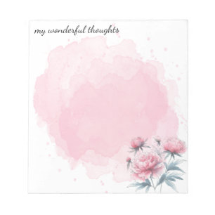 Notepad Pfingstrosen Aquarell-Farbspritzer Var01 Notizblock