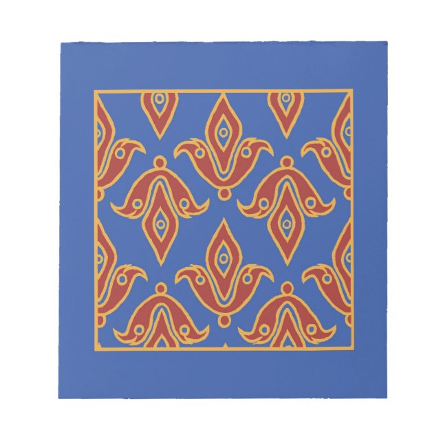 Notepad, Red, Blue, Gold Fleur de Lys Muster Notizblock (Vorderseite)