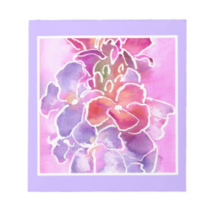 Notepad, Rosa, Mauve, Blaue Blumen Notizblock