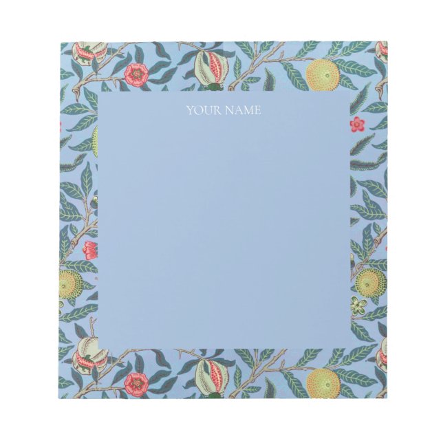 NOTEPAD : WILLIAM MORRIS : "BLAUE POMEGRANATES" NOTIZBLOCK (Vorderseite)