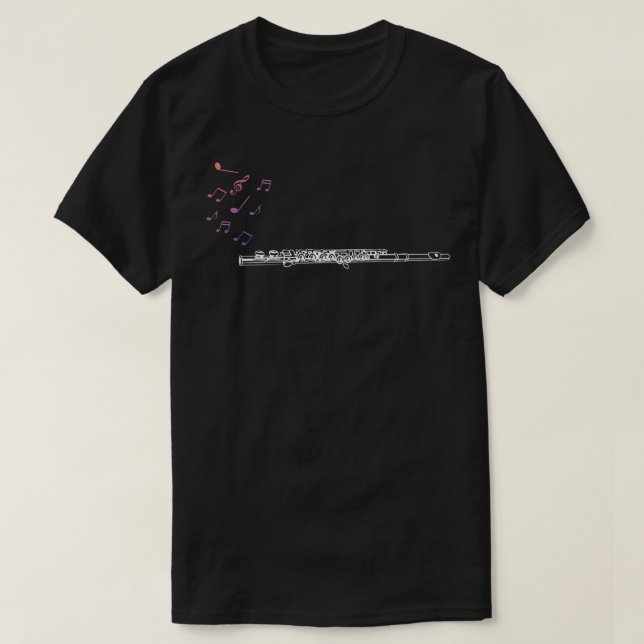Notes Music Sheet Transverse Flute  T-Shirt (Design vorne)