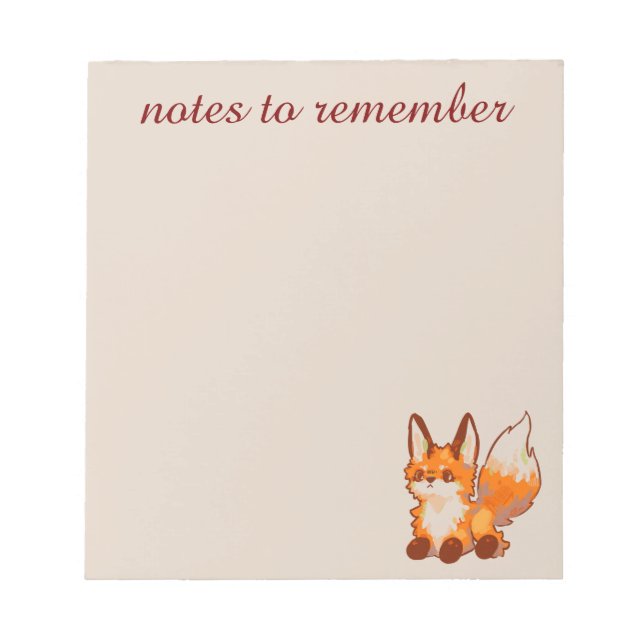 Notes to remember, Fox, vosje Notizblock (Vorderseite)