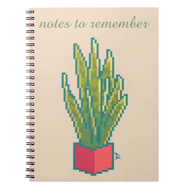 Notes to remember,  snake plant, pixel art notizblock (Vorderseite)
