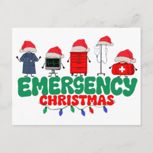 Notfall-Weihnachts-Notaufnahme-Krankenschwester-Sa Feiertagspostkarte