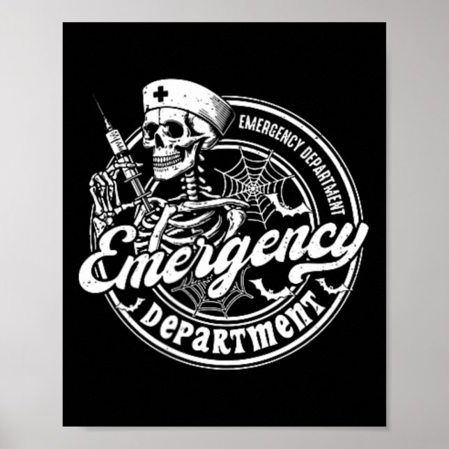 Notfallabteilung Skeleton Er Nurse Halloween 2 Poster (Vorne)