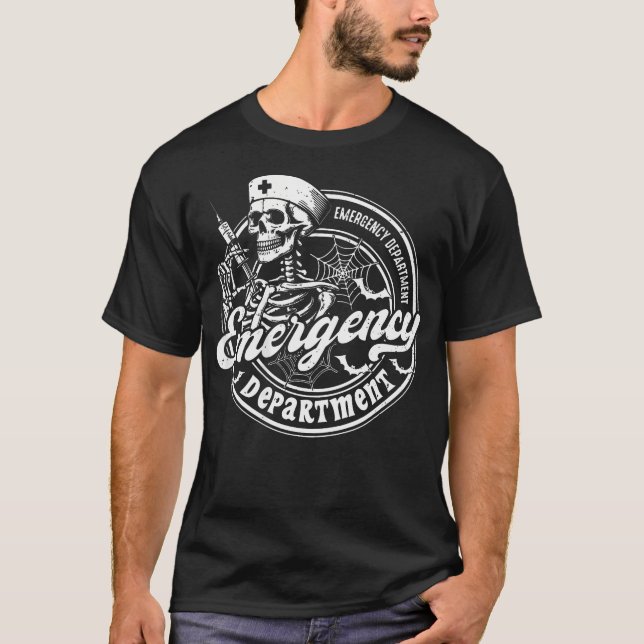 Notfallabteilung Skeleton Er Nurse Halloween 2 T-Shirt (Vorderseite)