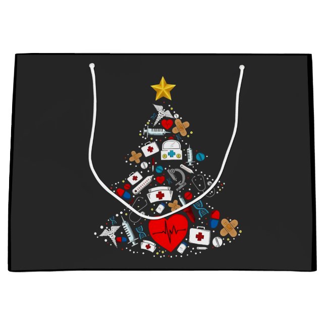 Notfallabteilung Weihnachtsbaum Krankenschwester Große Geschenktüte (Vorderseite)