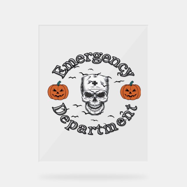 Notfallabteilungsraum Er Nurse Skeleton Hallo Acrylschild (Vorderseite)