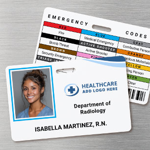 Notfallcodes Krankenhaus Krankenschwester Foto-ID- Ausweis