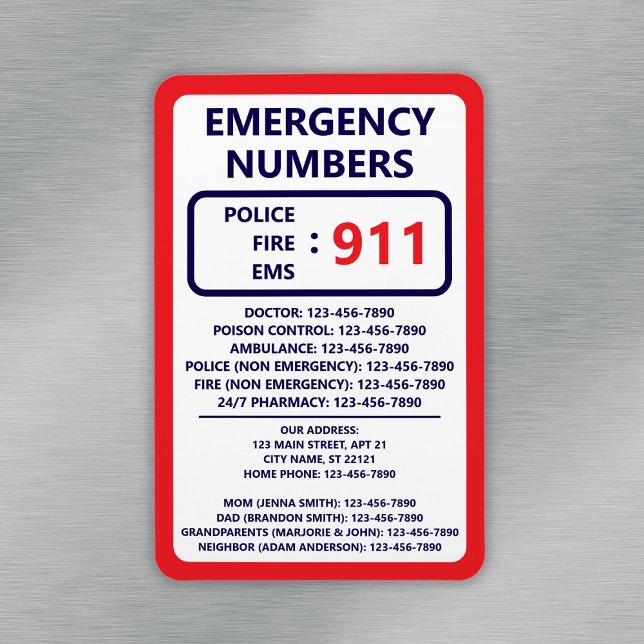 Notfallnummernliste für Babysitter Kontaktinformat Magnet (Babysitter Emergency Numbers List Contact Info Magnet
)