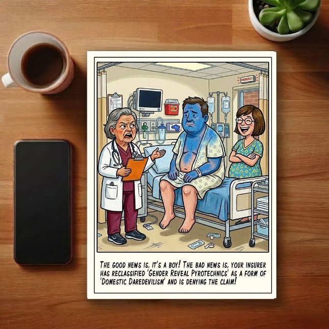 Notfallstation Geschlechtsenthüllung Cartoon Postkarte (Von Creator hochgeladen)