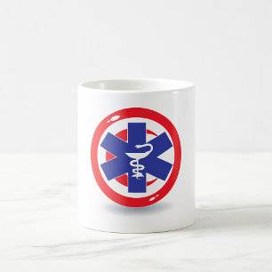 Notfallsymbol Stern des Lebens Caduceus Kaffeetasse