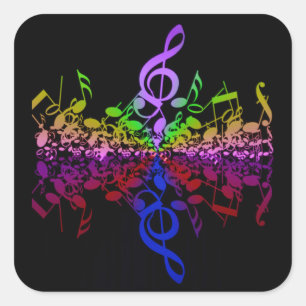 Nothin', aber Treble Music Liebt Regenbogenkleber Quadratischer Aufkleber