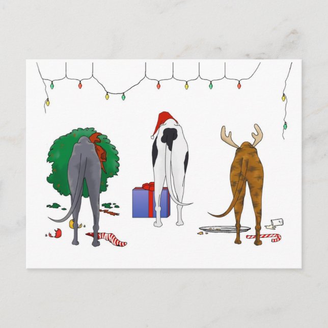 Nothin' Butt A Greyhound Christmas Feiertagspostkarte (Vorderseite)