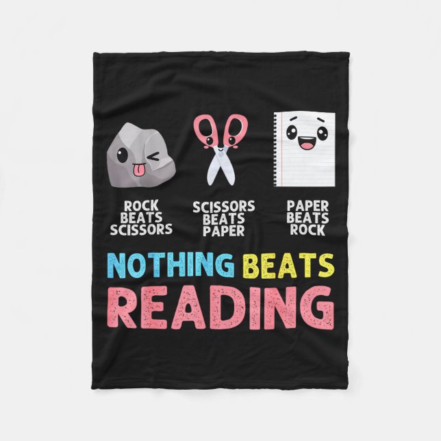 Nothing Beats Reading Funny Rock Paper Scissors  Fleecedecke (Vorderseite)