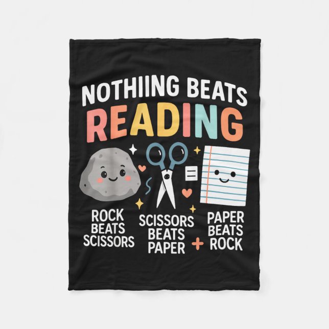 Nothing Beats Reading Rock Paper Scissors Funny Bo Fleecedecke (Vorderseite)