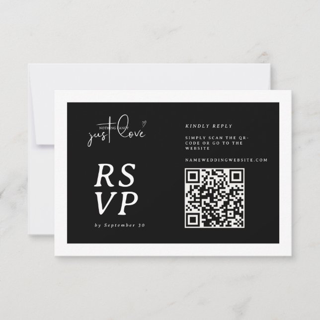 Nothing Fancy Just Love Black White QR-code RSVP  (Vorderseite)