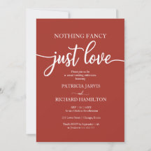 Nothing Fancy Just Love Casual Wedding Invitation