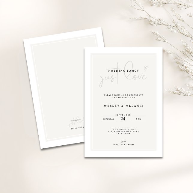 Nothing Fancy Just Love Minimal Elegant Wedding Einladung (Nothing fancy just love minimalist wedding invitation)