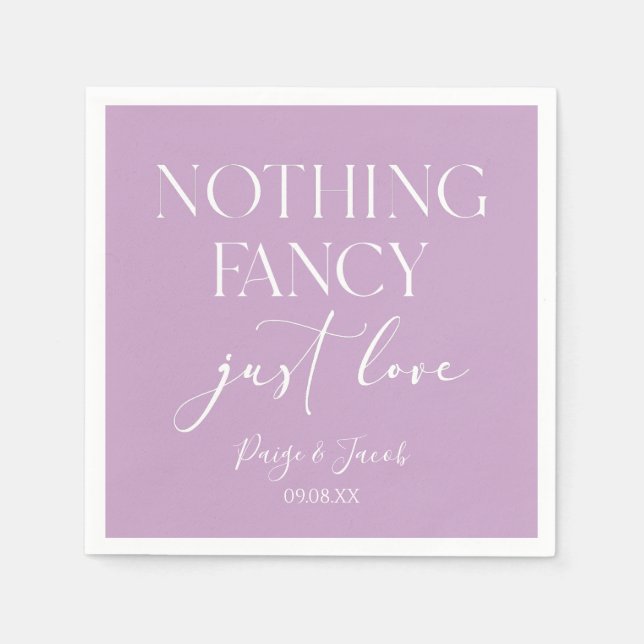 Nothing Fancy Just Love Minimalist Casual Wedding Serviette (Vorderseite)