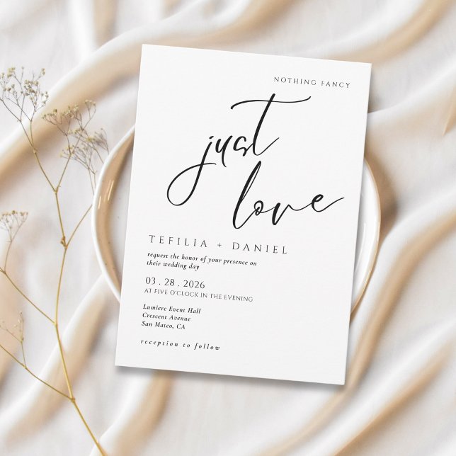 Nothing Fancy Just Love Minimalist Elegant wedding Einladung (Von Creator hochgeladen)