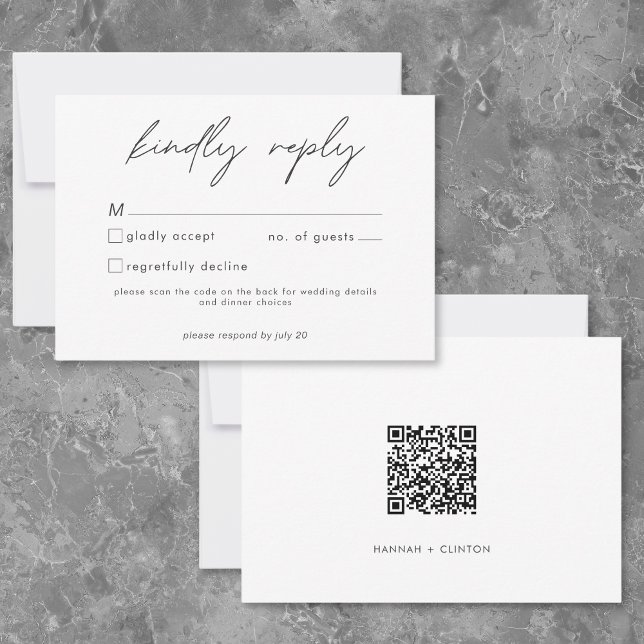 Nothing Fancy Just Love Minimalist Wedding QR Code RSVP Karte (Nothing Fancy Just Love Minimalist Wedding QR Code RSVP Card)