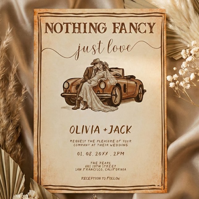 Nothing Fancy Just Love Western Rustic Wedding   Einladung (Von Creator hochgeladen)