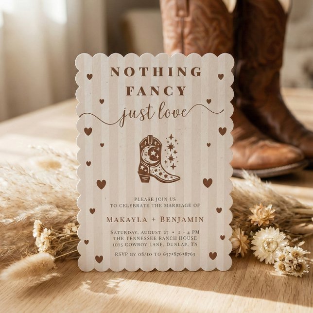 Nothing Fancy Just Love Western Rustic Wedding Einladung (Von Creator hochgeladen)