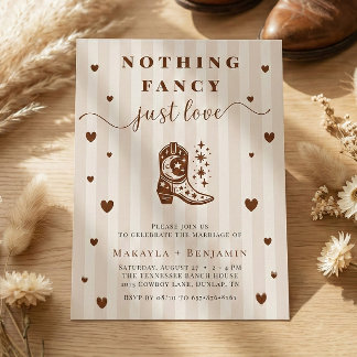 Nothing Fancy Just Love Western Rustic Wedding Einladung