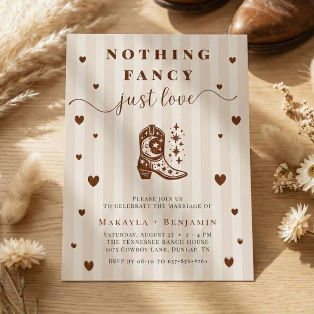 Nothing Fancy Just Love Western Rustic Wedding Einladung (Von Creator hochgeladen)