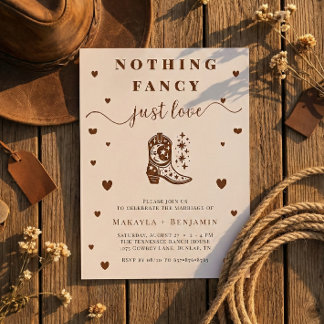 Nothing Fancy Just Love Western Rustic Wedding Einladung