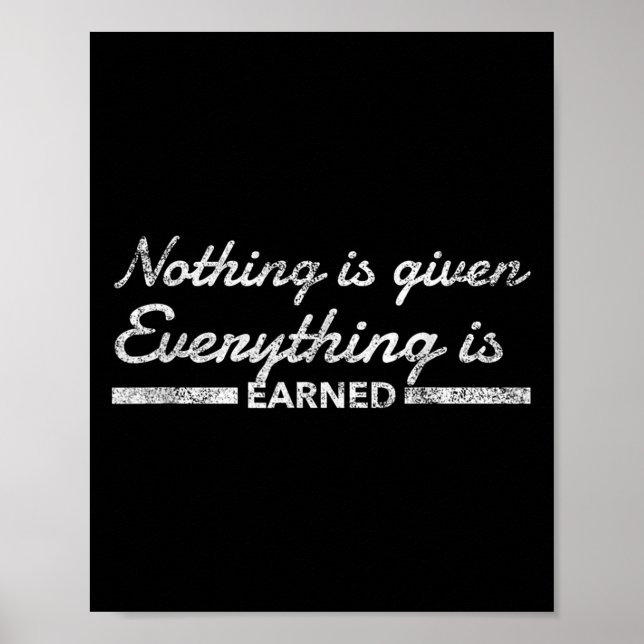 Nothing Is Given Everything Is Earned Motivational Poster (Vorne)