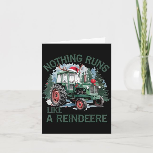 Nothing Runs Like A Reindeer Christmas Tractor Far Karte (Vorderseite)