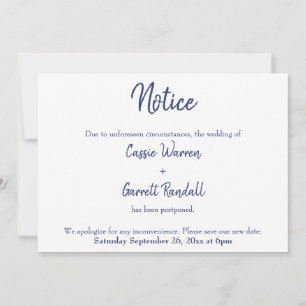 "Notice", Navy White, die Hochzeitsankündigung ver Einladung