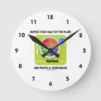Notice That Half Of Plate Are Fruit & Vegetables Runde Wanduhr