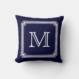 Notierte Ecke Rahmen Navy Blue Background Monogram Kissen