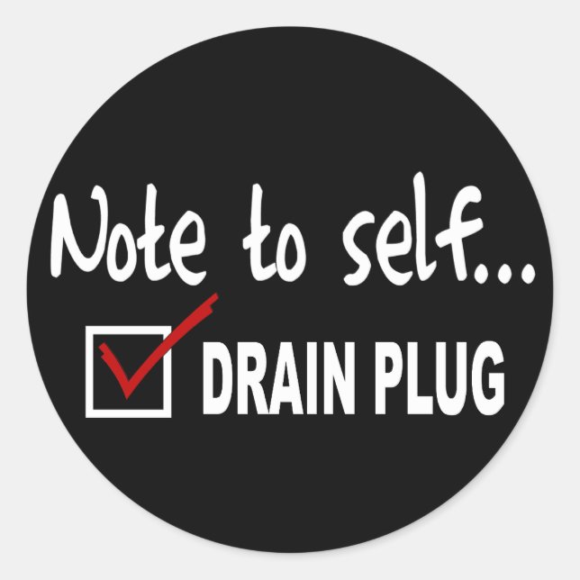 Notiz an sich... Karo Drain Plug - lustiges Boot Runder Aufkleber (Vorderseite)