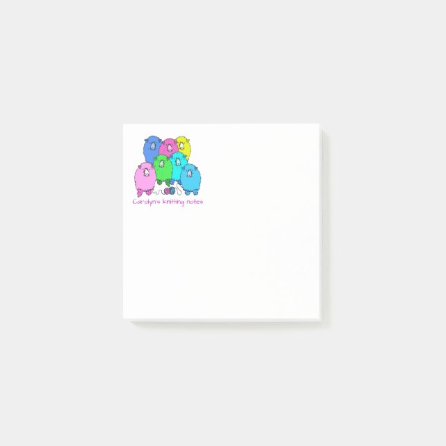 Notiz. Personalisierte Schafe und Garne Post-it Klebezettel (Vorderseite)