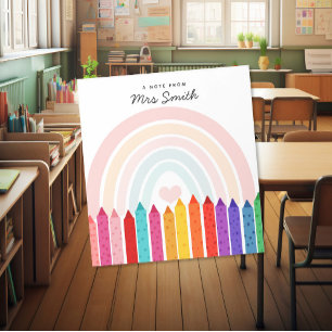 Notiz von Lehrer Crayon Rainbow Notizblock
