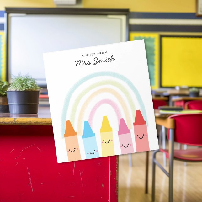 Notiz von Lehrer Crayon Regenbogen Notizblock (Von Creator hochgeladen)