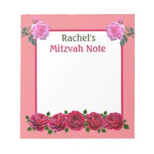 Notizblock für Mädchen mit rosa Rosen zum Mitzwa-S