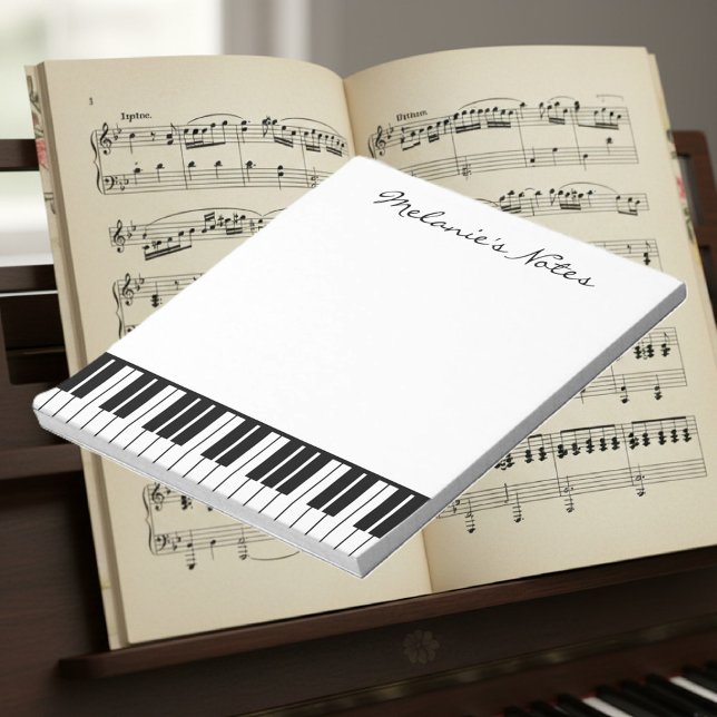Notizblock für Pianisten mit schwarzweißem Klavier (Paino key notepad)