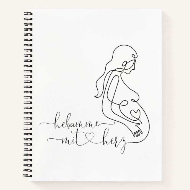 Notizblock Hebamme mit Herz Notizbuch (Vorderseite)