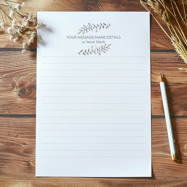 Notizblock mit Bleistiftskizze aus Pflanze (Pretty leaves and plant lined notepad Pencil sketched, plant lined notepad.)