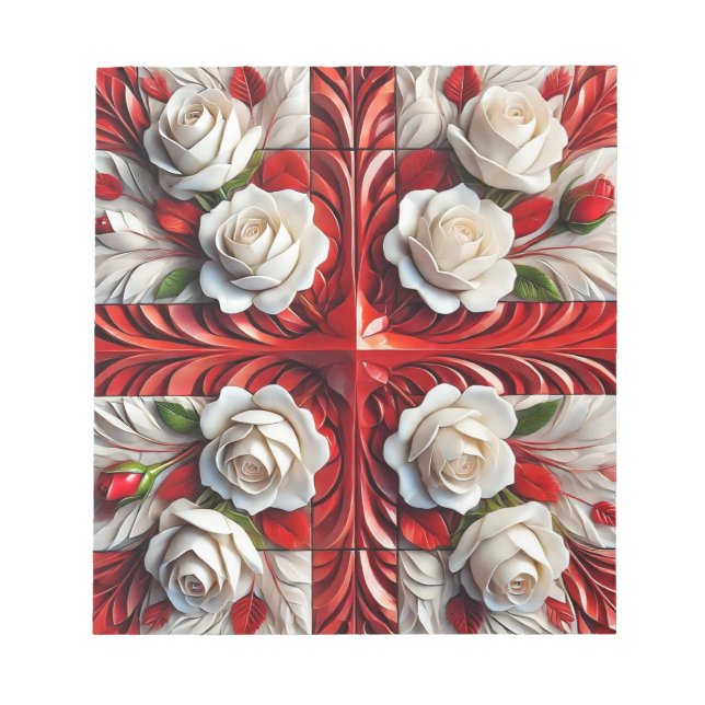 Notizblock mit englischen Rosen modernes Design (Vorderseite)